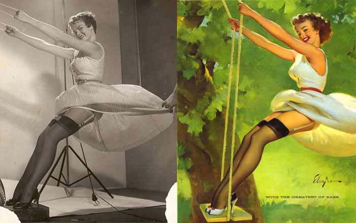 Fun collection of Elvgren pin-ups with their reference shots