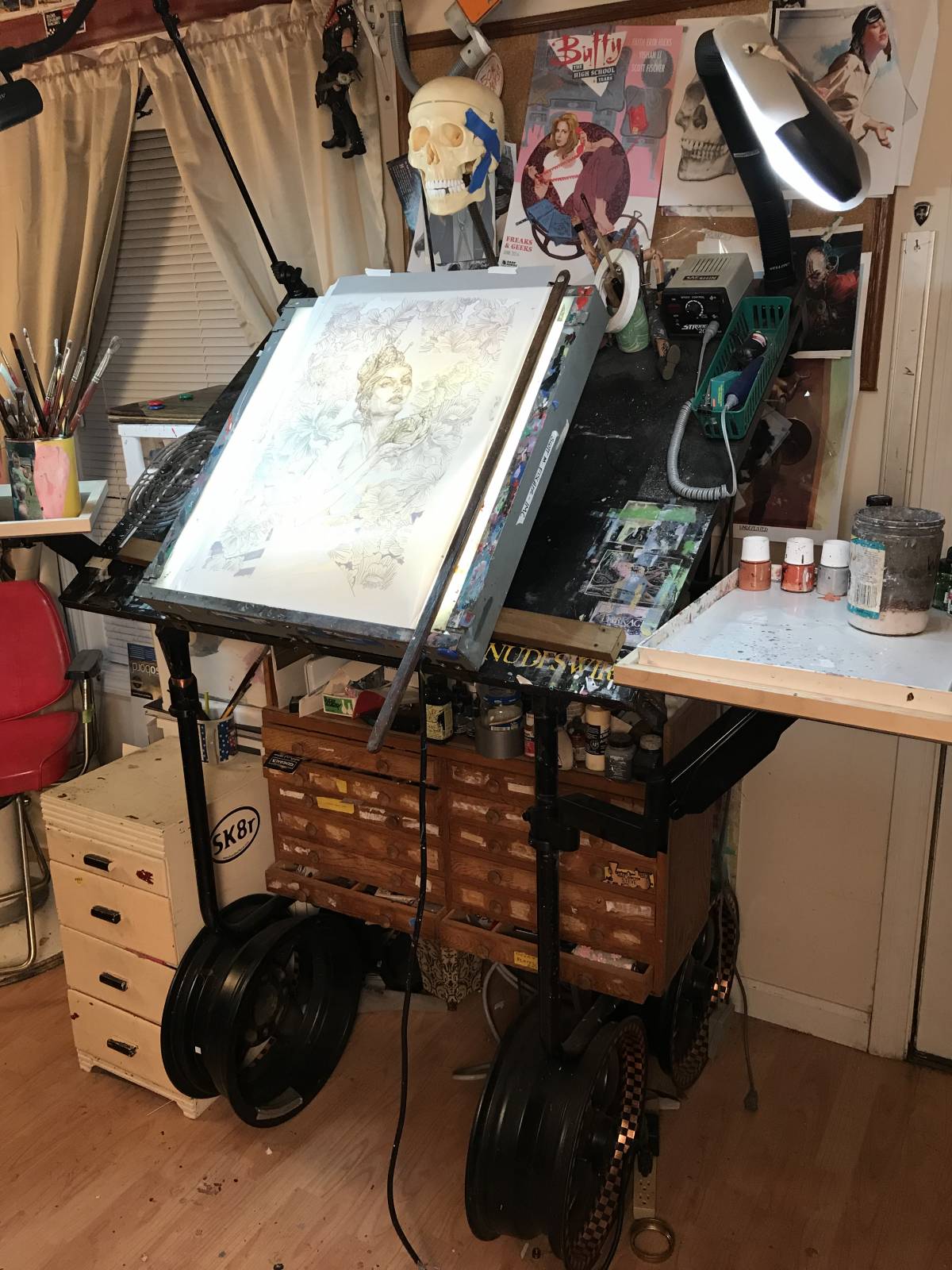 Some quick easel mods I use to keep things nearby when painting