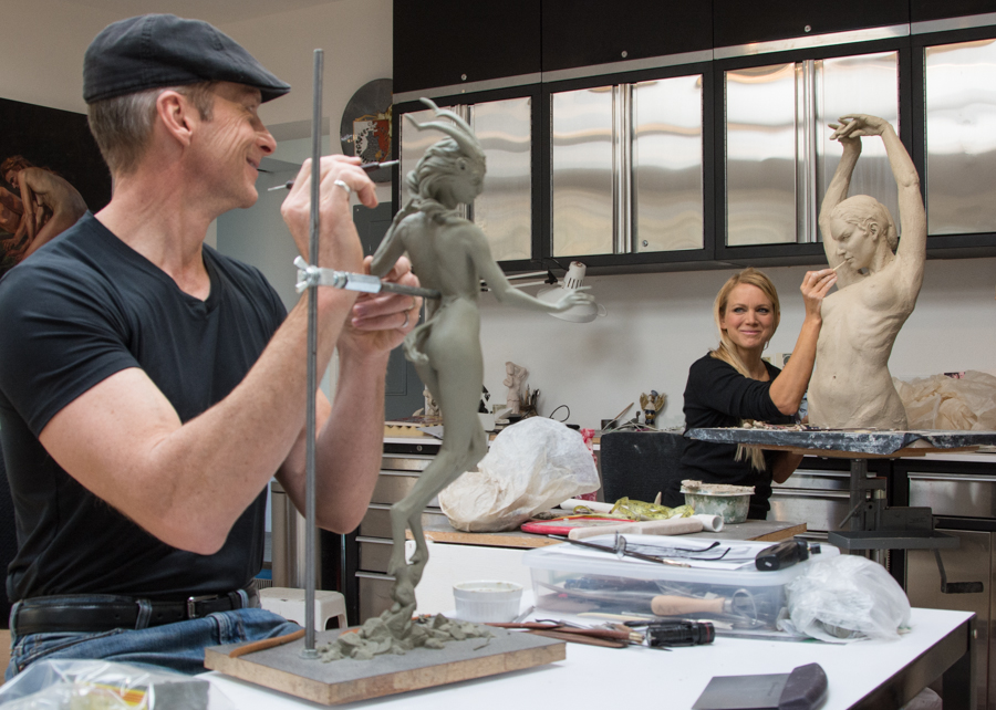 playing with clay in our studio