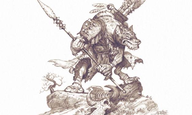 “Gnoll Spearthrower” Drawing Demo