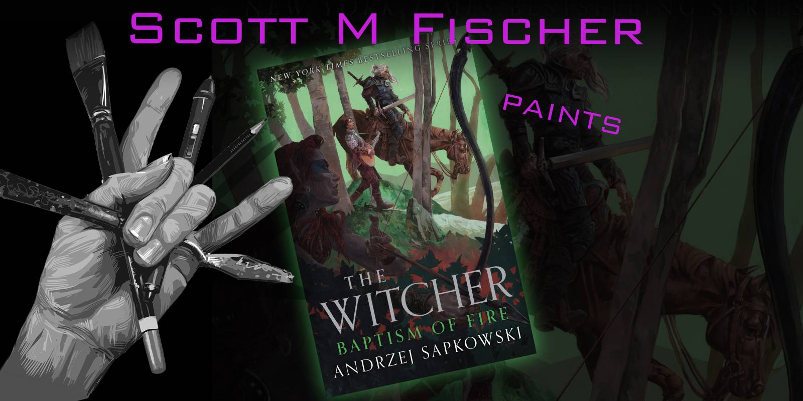 Fischer paints: Witcher- Baptism of Fire novel cover!