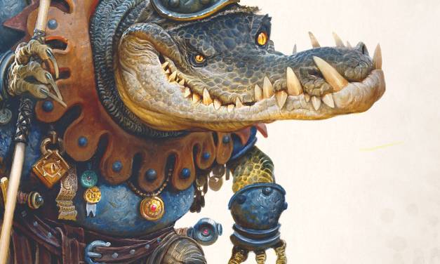“Crasgar” Painting a Crocodile in a Suit of Armor